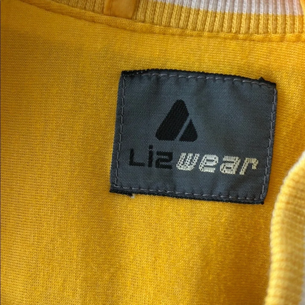 LIZ WEAR Vibrant Yellow Bomber Jacket with Striped Collar and Relaxed Fit - Picture 2 of 13